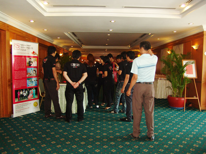 Staff preparing themselves for the rush